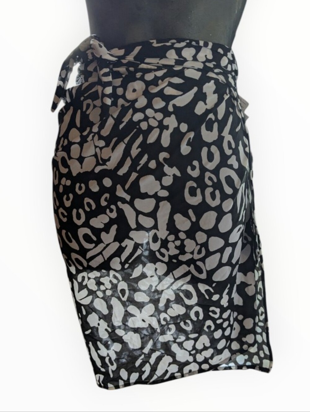 Miraclesuit Sarong Wrap Skirt Tropical Floral Midi Coverup Tie Side Sz S/M Black